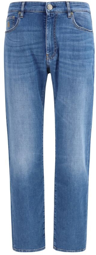 Moorer MooRER Blue Cotton Straight-Leg Jeans Blauw