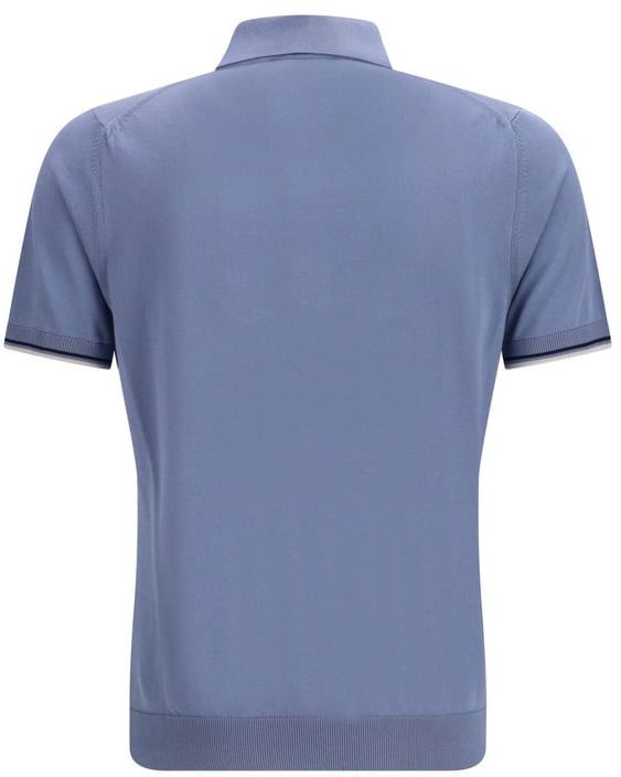 MooRER Blue Cotton Polo Shirt Blauw