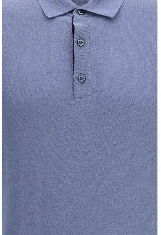 MooRER Blue Cotton Polo Shirt Blauw