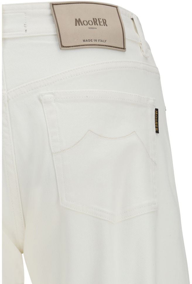 MooRER White Cotton Straight-Leg Jeans Wit