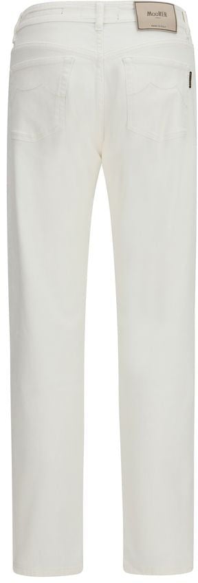 MooRER White Cotton Straight-Leg Jeans Wit