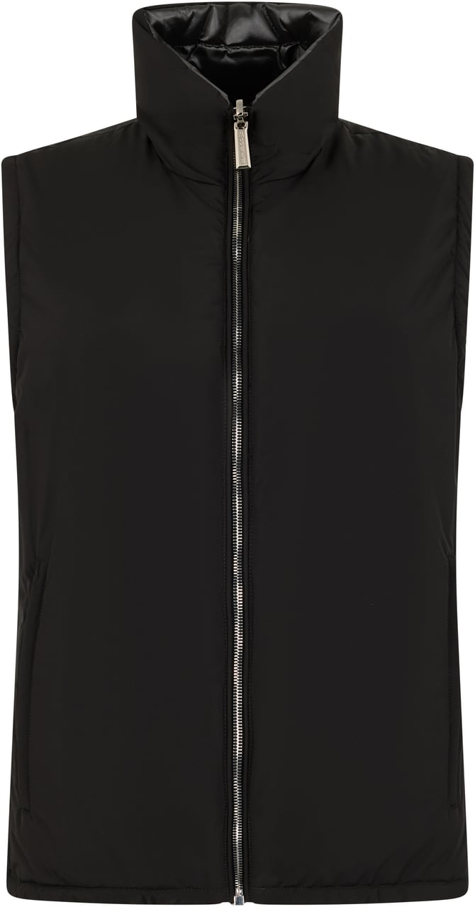 Moorer Black elegant vest without sleeves with zipper Zwart