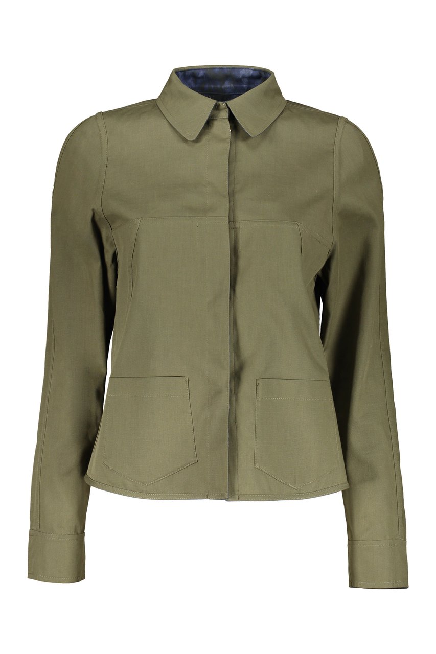 Moorer Button-front cotton jacket Groen