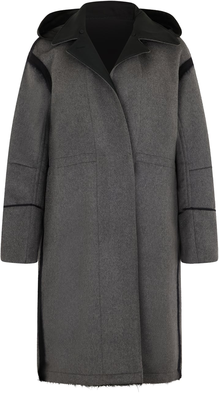 Moorer Gray long coat with a casual and elegant design. Donkergrijs