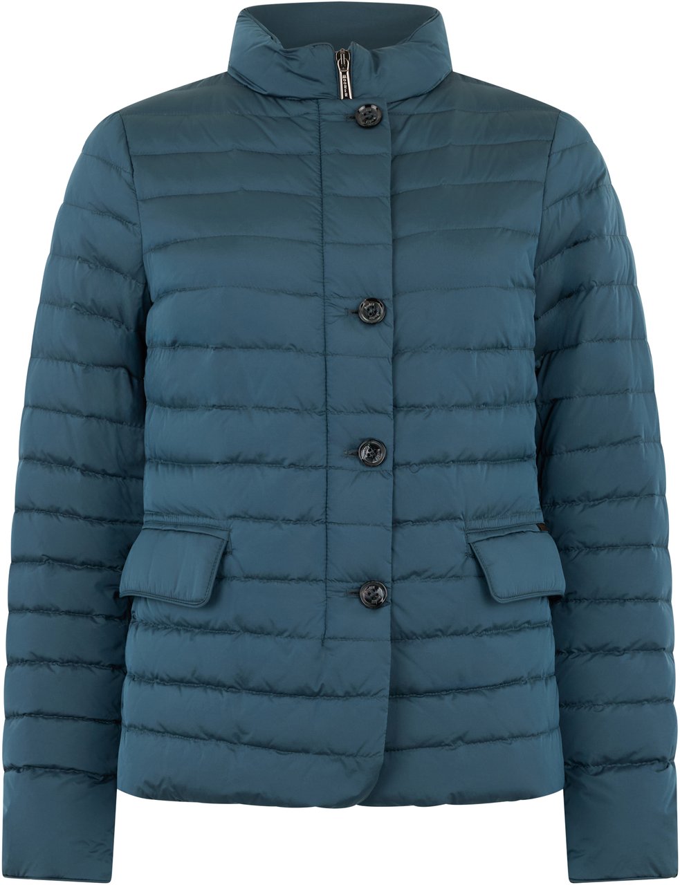 Moorer Blue padded jacket with elegant pockets. Blauw
