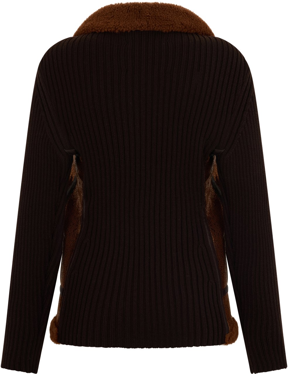 Moorer Elegant leather and knitted jacket Neutraal