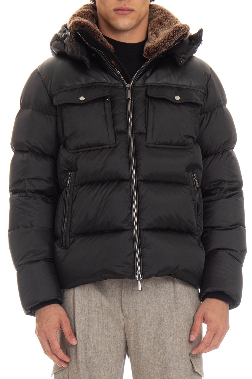 Moorer Nylon & Leather Bomber Mod. Alarick-Peh Zwart