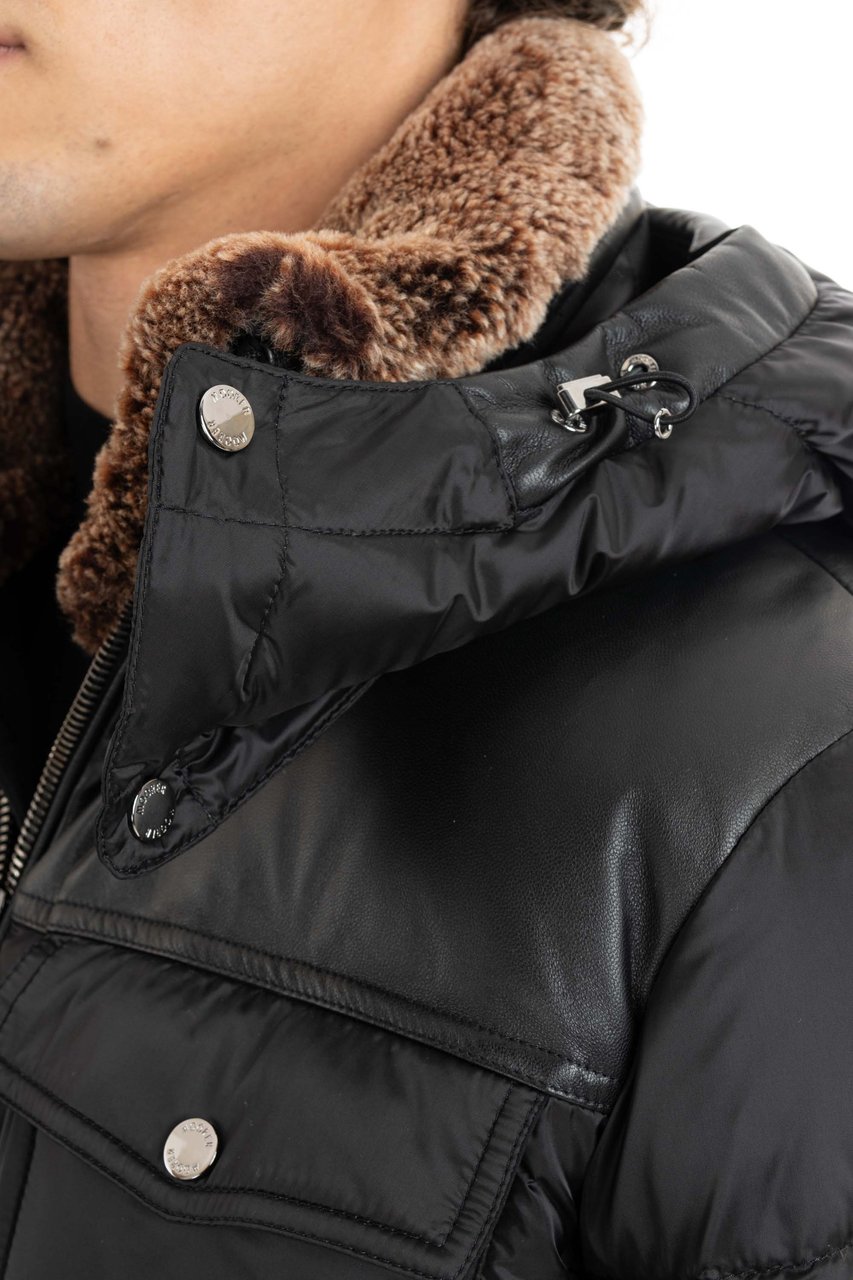 Moorer Nylon & Leather Bomber Mod. Alarick-Peh Zwart