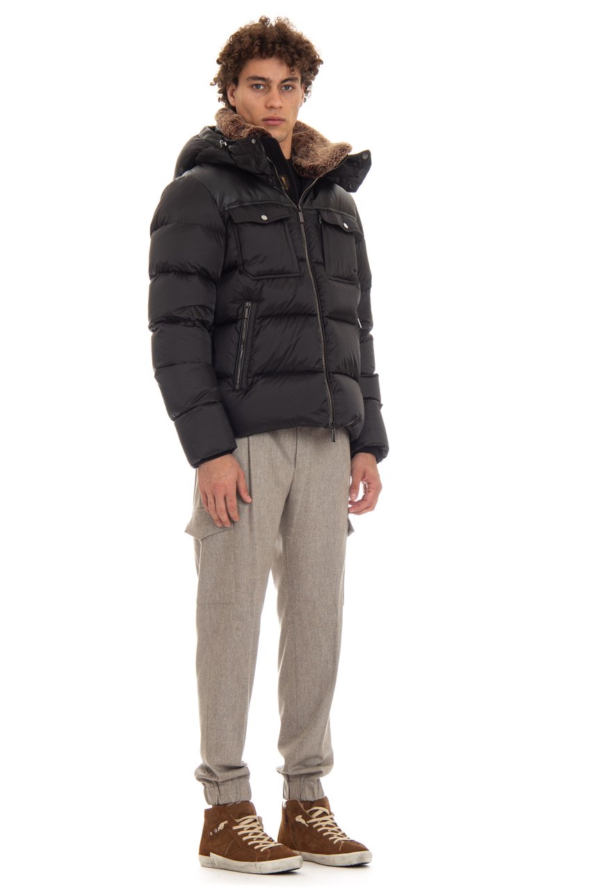 Moorer Nylon & Leather Bomber Mod. Alarick-Peh Zwart