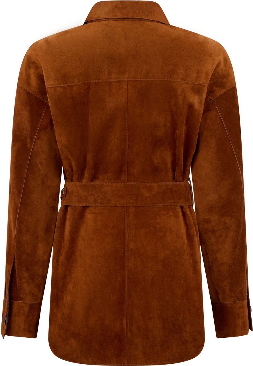 Moorer Jacket with casual design in camel color with belt and pockets. Bruin