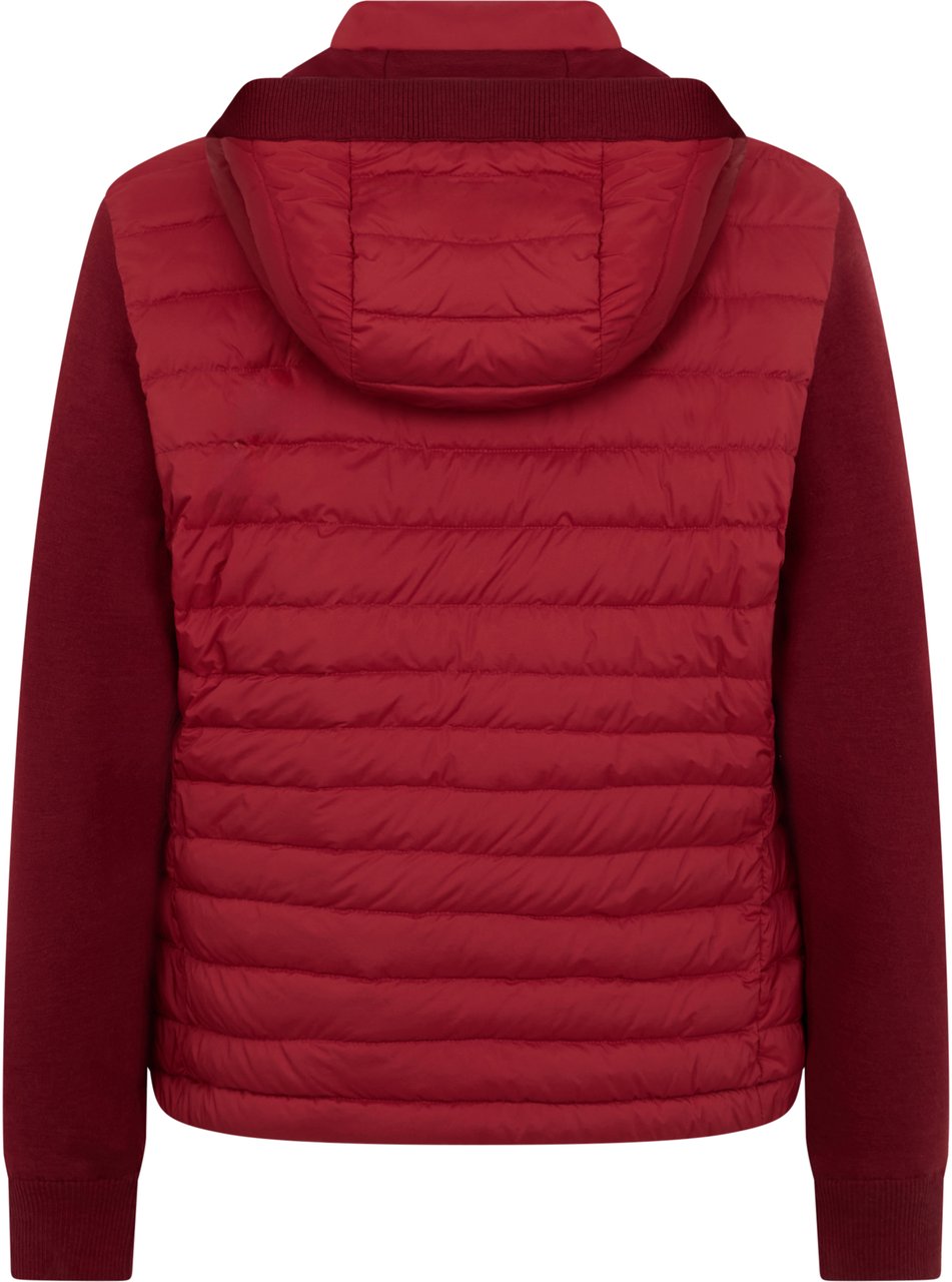 Moorer Padded jacket in two shades of red with hood. Rood