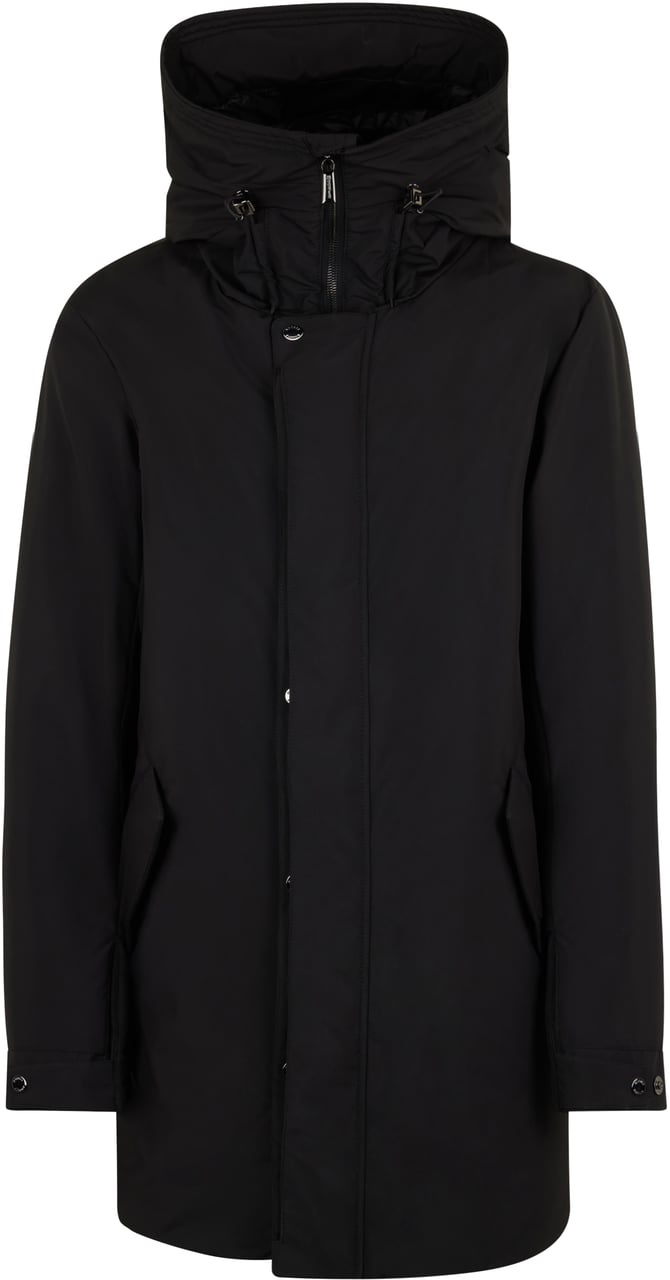 Moorer Elegant and functional long black coat Zwart