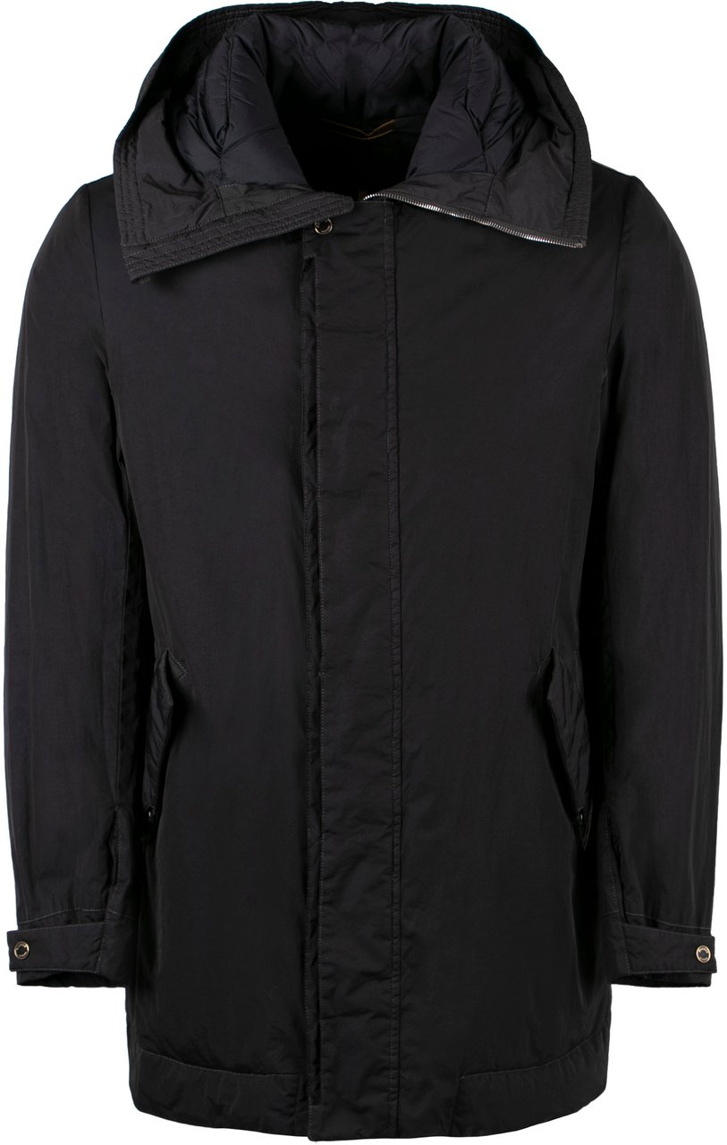 Moorer Alibrando Hooded nylon jacket Zwart