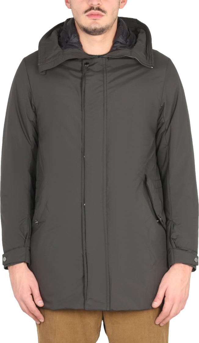 Moorer High Neck Hooded Jacket Grijs