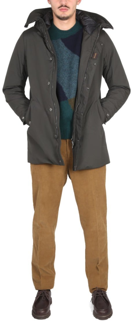 Moorer High Neck Hooded Jacket Grijs