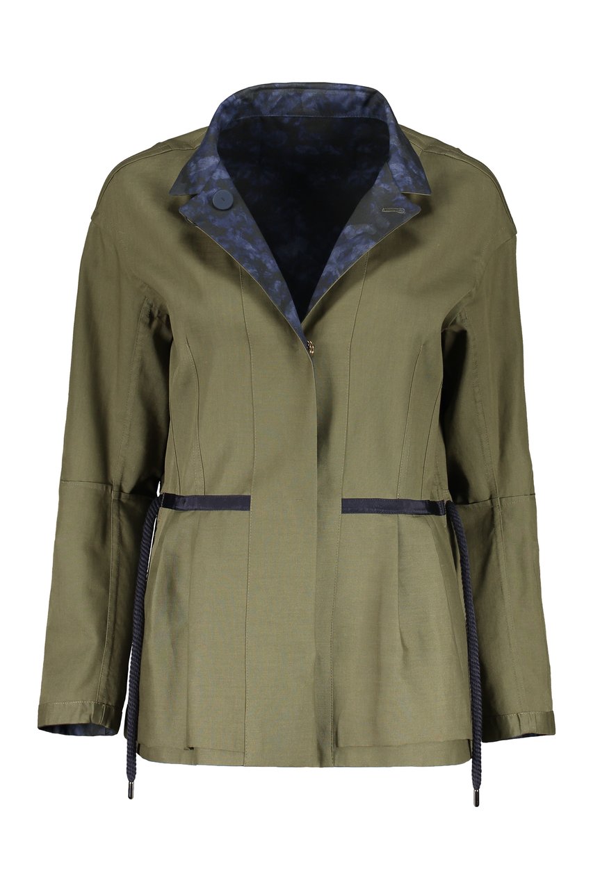 Moorer Button-front cotton jacket Groen