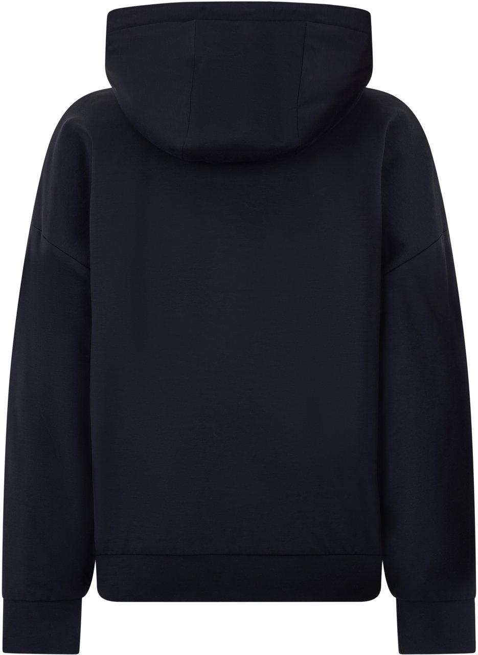 Moorer Dark blue padded jacket with hood and zip. Blauw