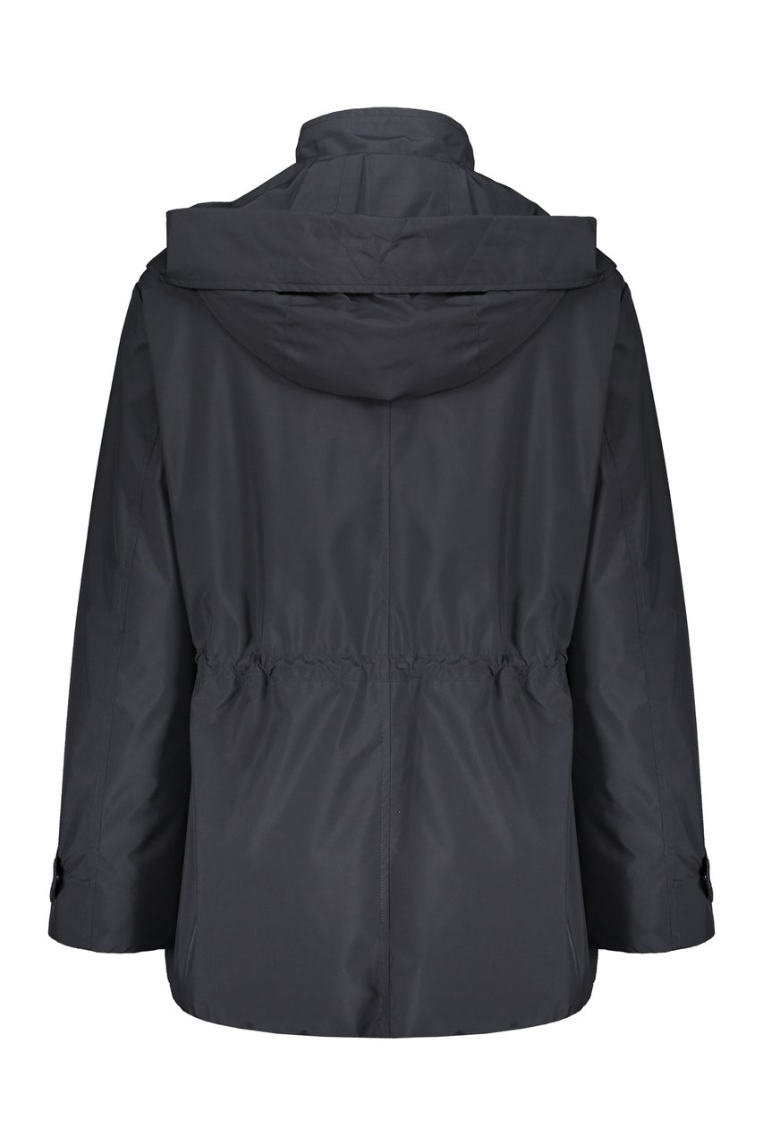 Moorer Technical fabric hooded jacket Blauw