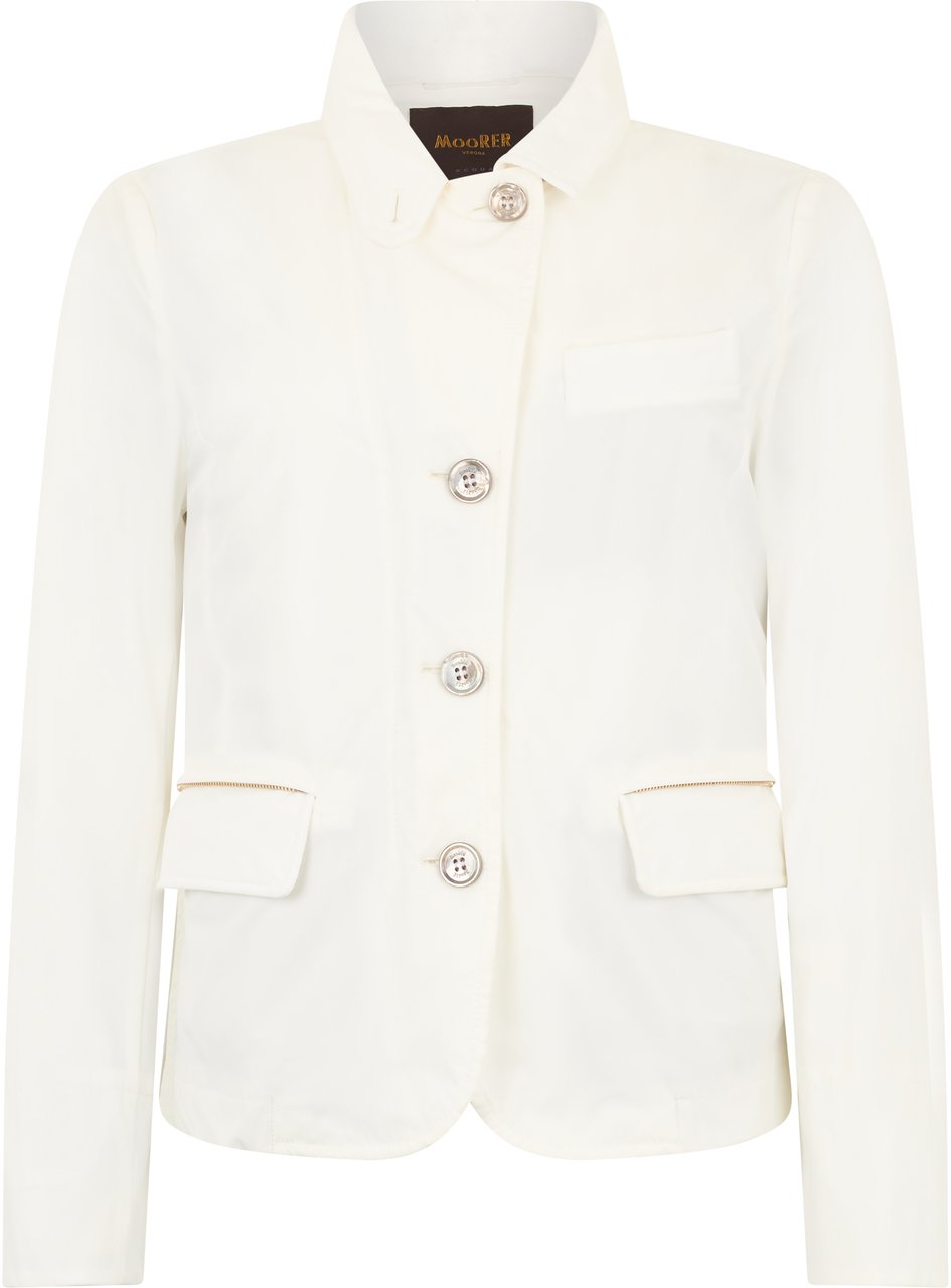 Moorer Elegant white jacket with pockets and buttons. Wit