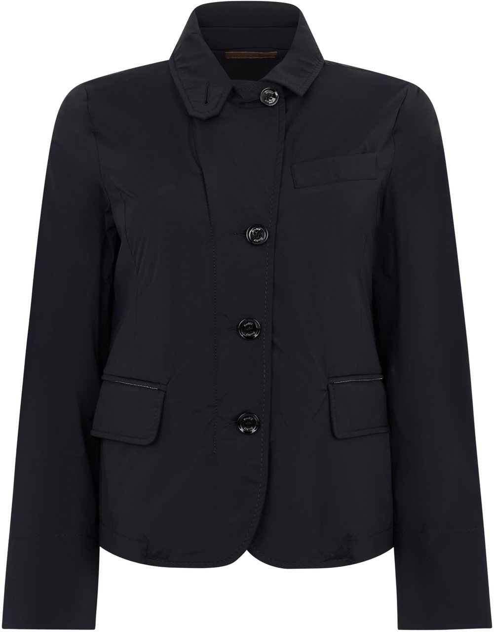 Moorer Dark blue classic jacket with structured collar. Blauw