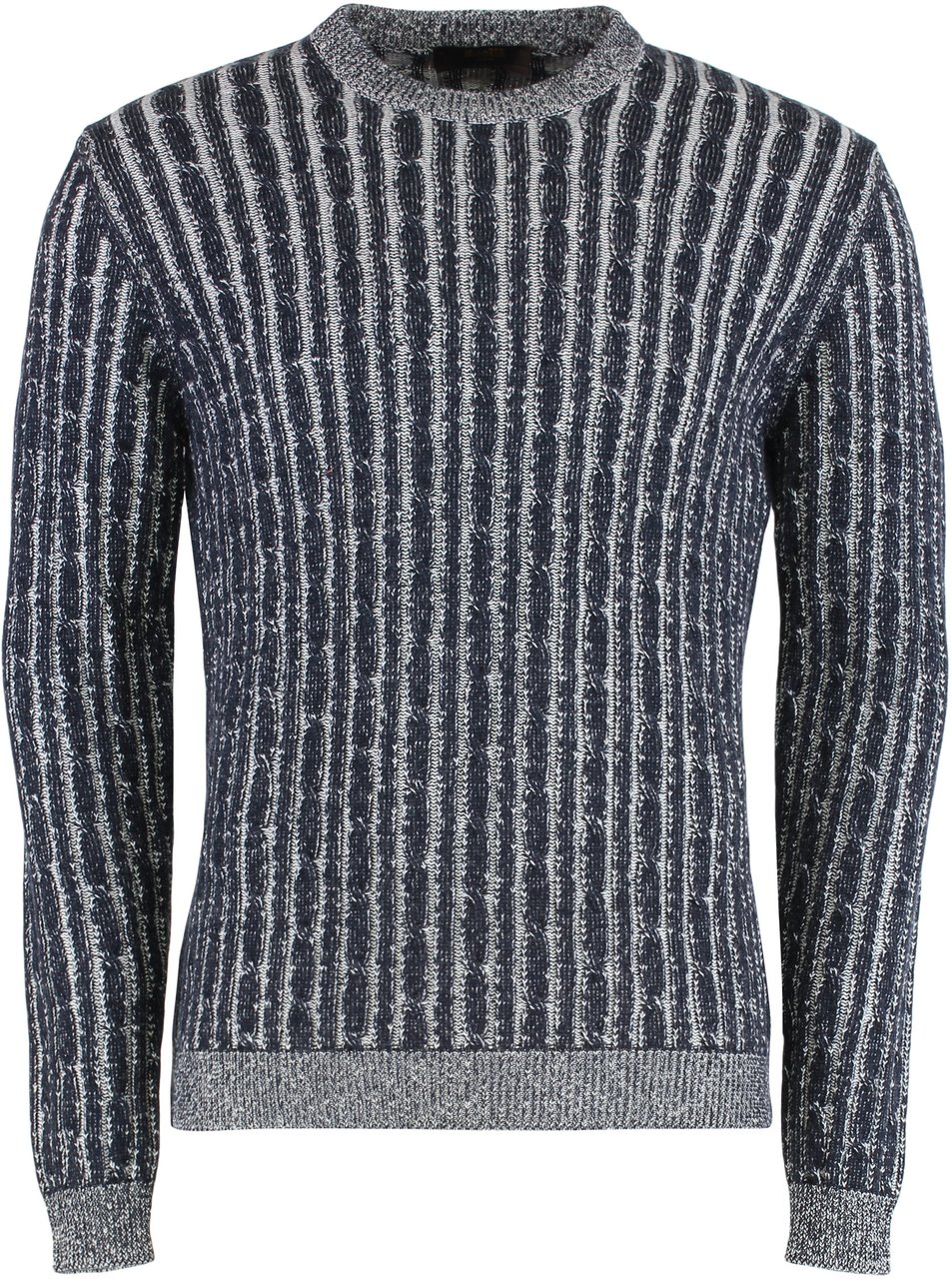 Moorer Crew neck sweater in wool and cotton Navy