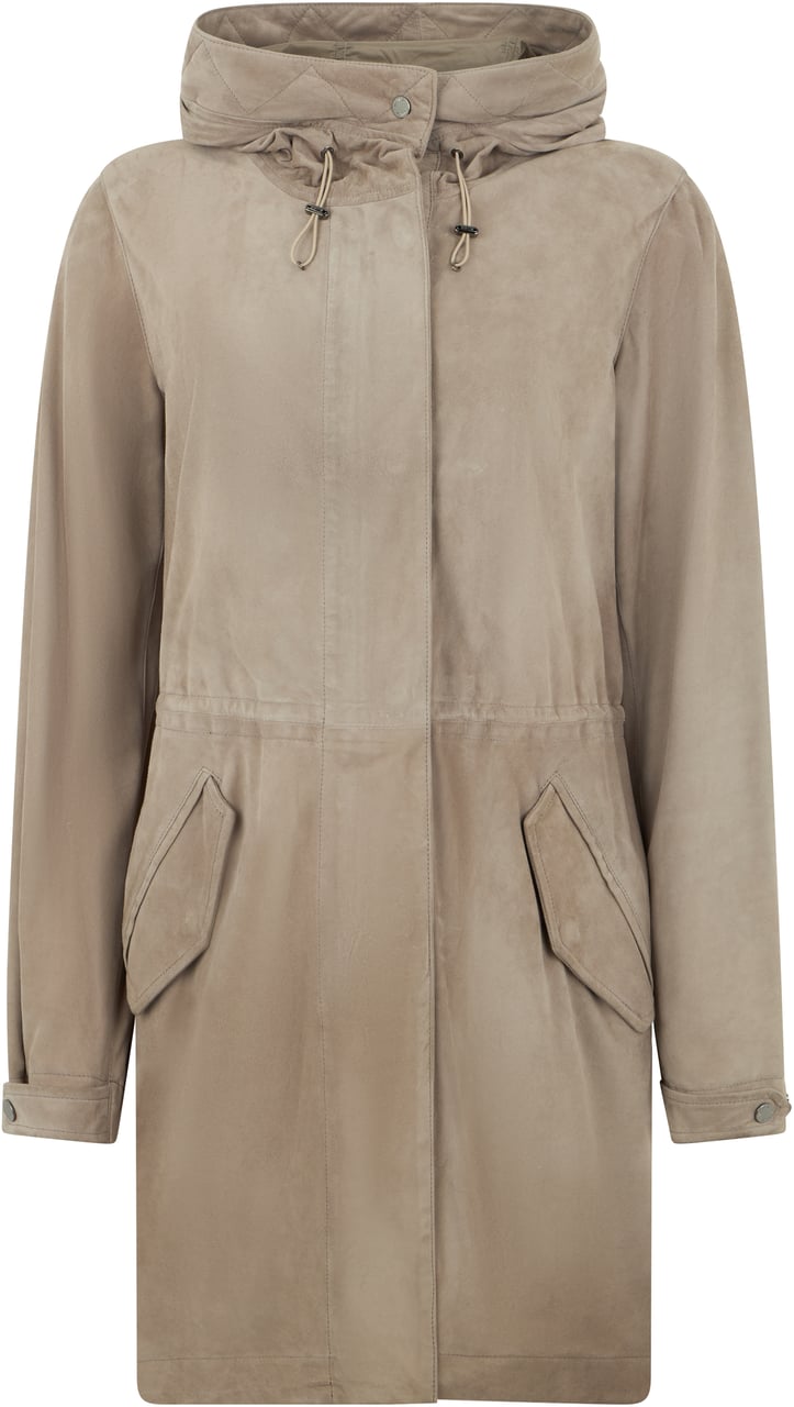 Moorer Beige jacket with adjustable hood Grijs