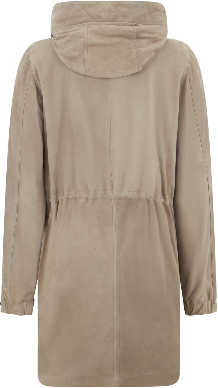 Moorer Beige jacket with adjustable hood Grijs