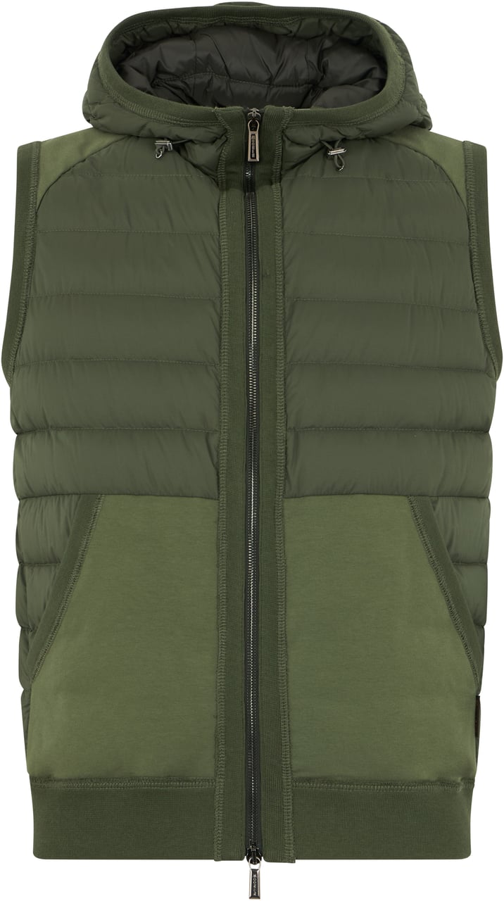 Moorer Khaki green vest with hood Groen