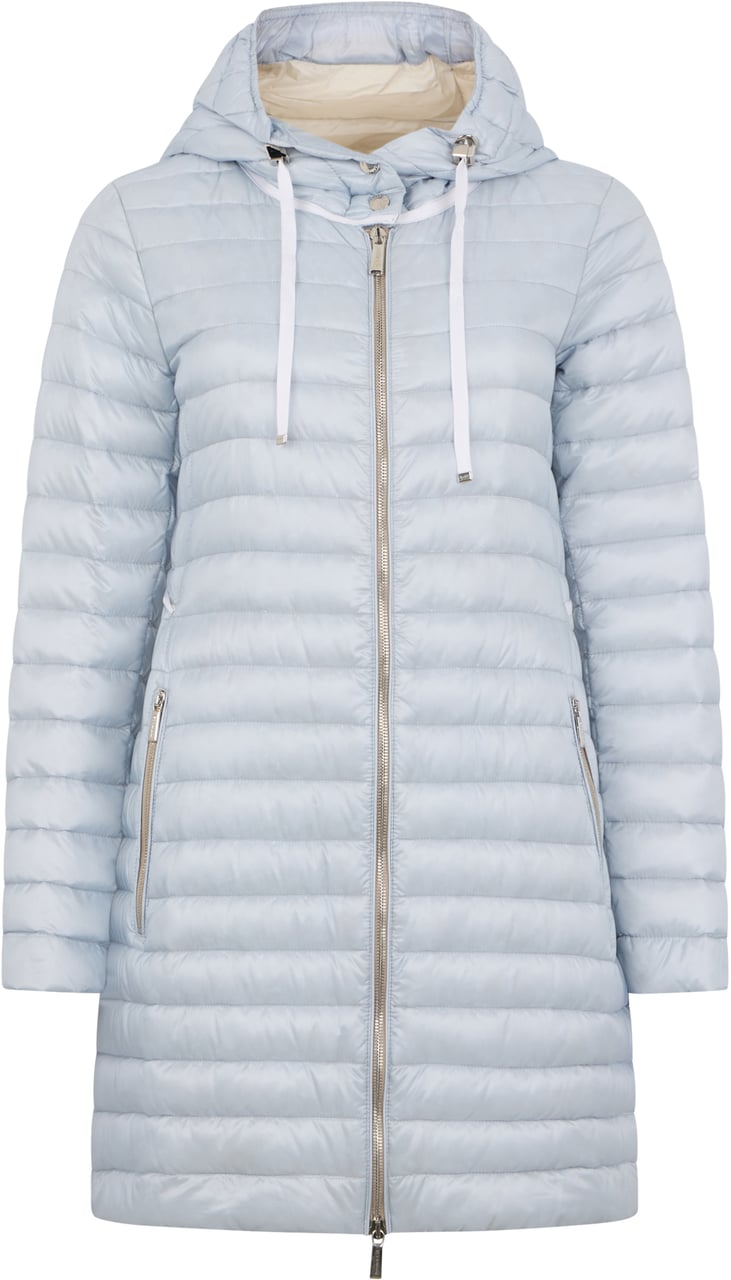 Moorer Light blue padded coat with zipper and hood. Blauw