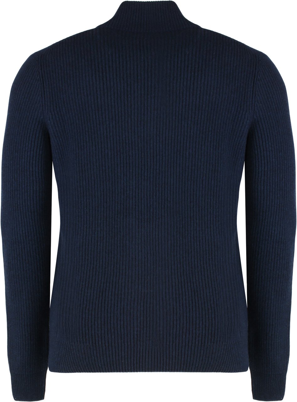 Moorer Sweater with zipper in cashmere Blauw