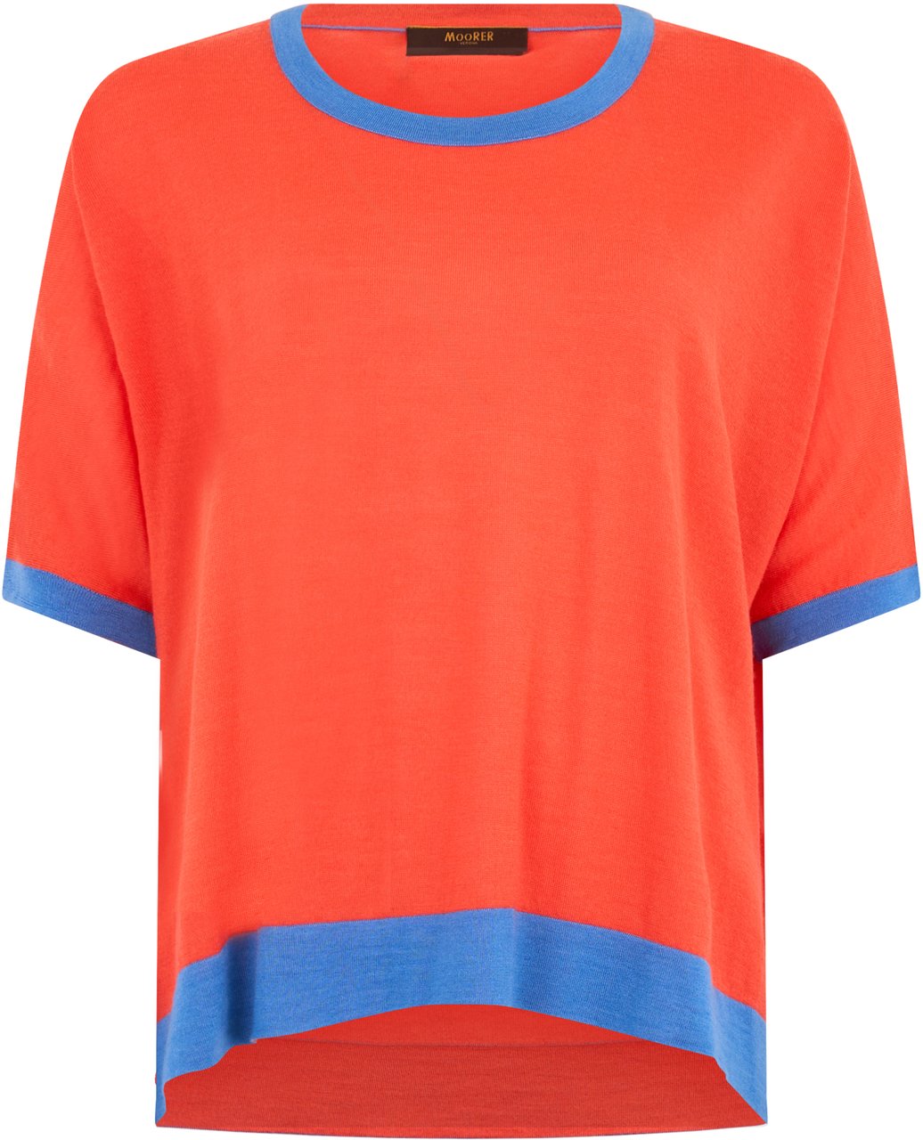 Moorer Orange t-shirt with blue details in casual and versatile design. Rood