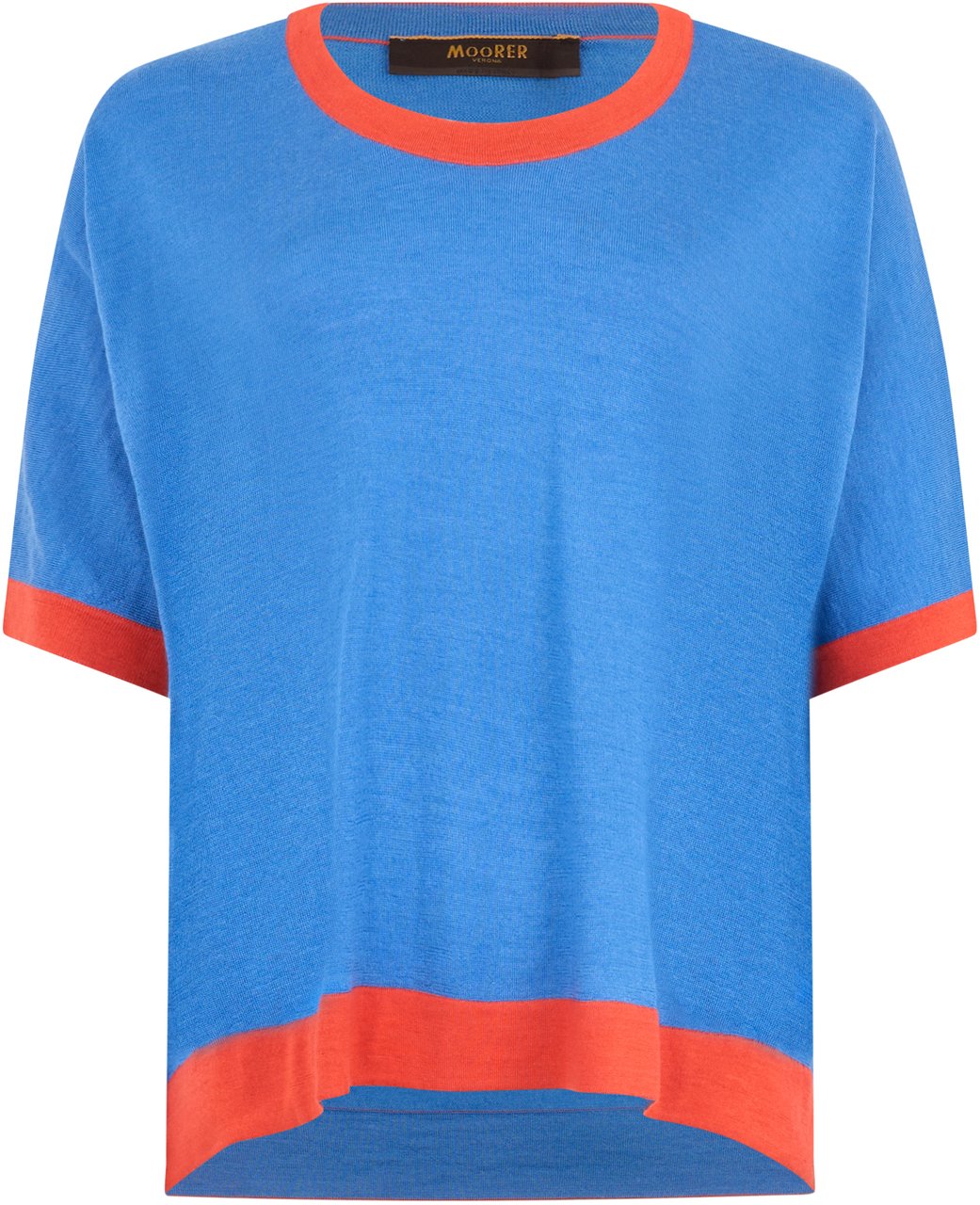 Moorer Blue short-sleeve T-shirt, casual and versatile. Blauw