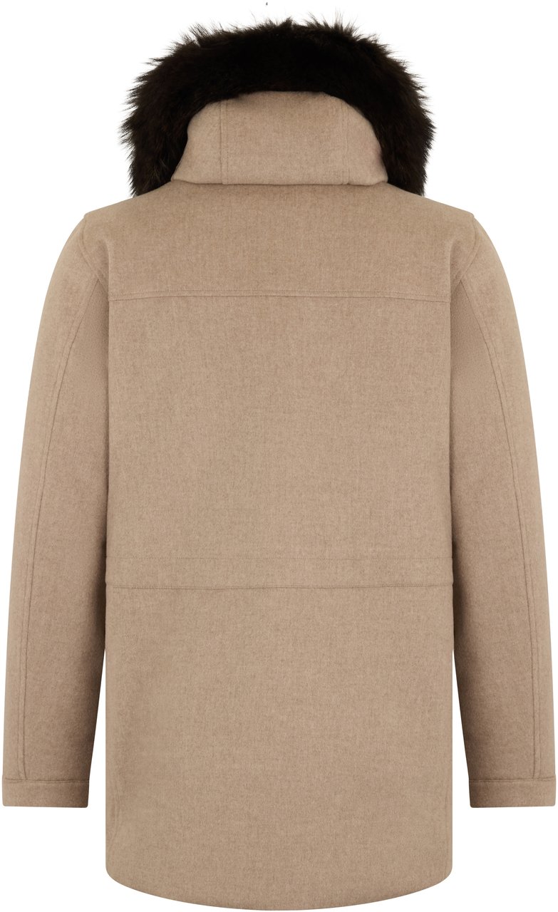 Moorer Elegant winter coat with synthetic fur Neutraal