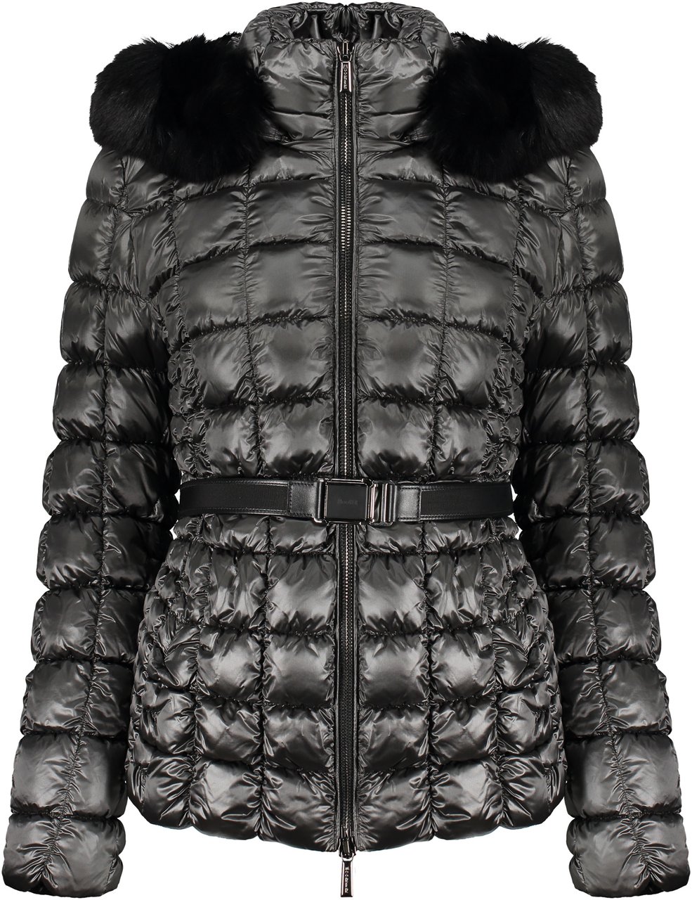 Moorer Detachable hood down jacket Zwart