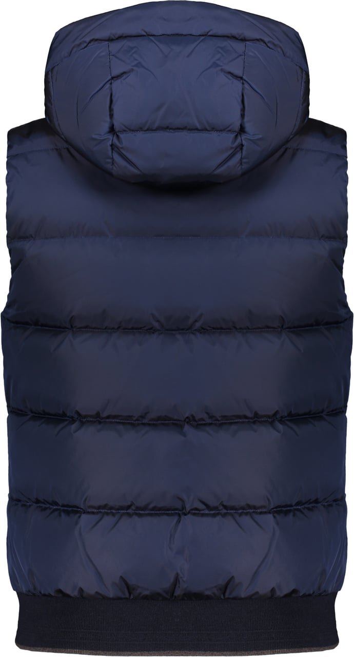 Moorer Dark blue technical vest with elegant hood Blauw