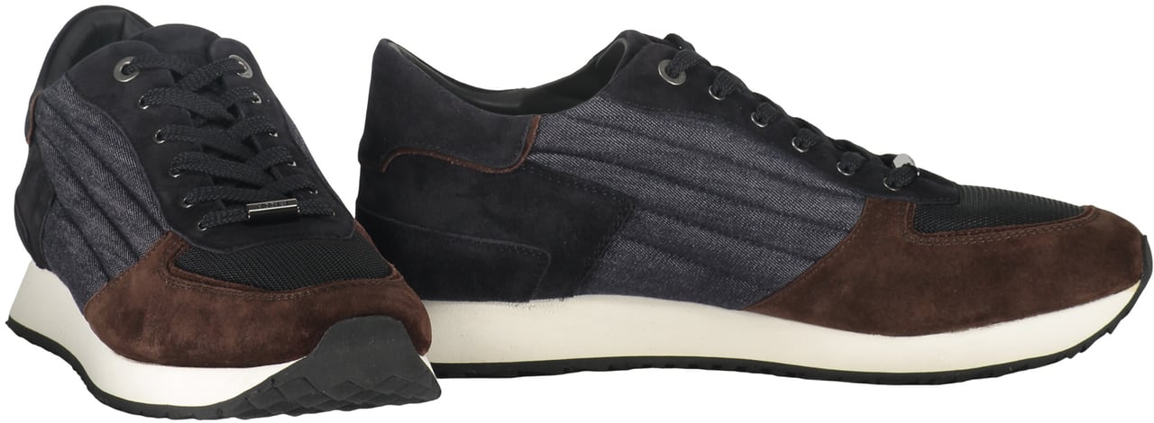 Moorer Suede and fabric sneakers Zwart