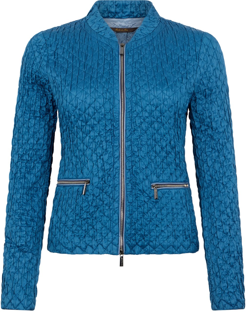 Moorer Elegant blue jacket with crinkled fabric from refined design. Blauw