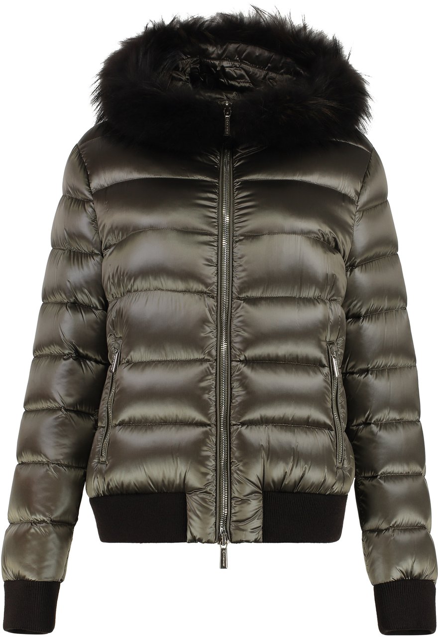 Moorer Barrel Hooded short down jacket Taupe