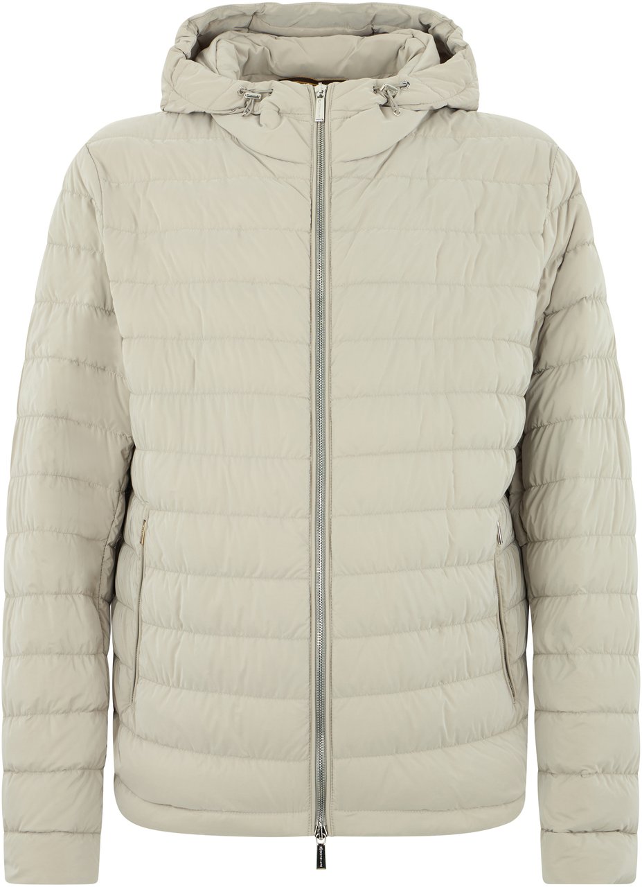 Moorer Lightweight jacket with hood in durable nylon Neutraal