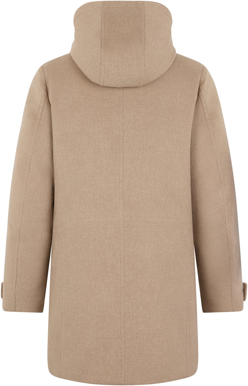 Moorer Beige minimalist coat with hood and elegant design Neutraal