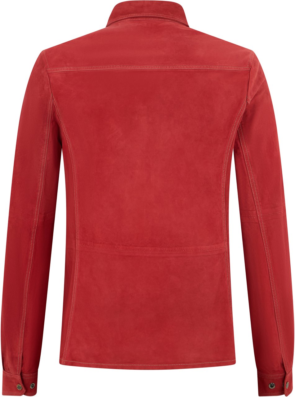 Moorer Red leather jacket with long sleeves, versatile comfort Rood