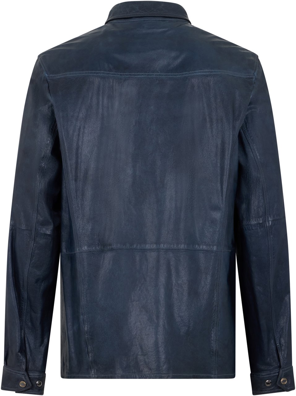 Moorer Elegant modern dark blue leather jacket Blauw