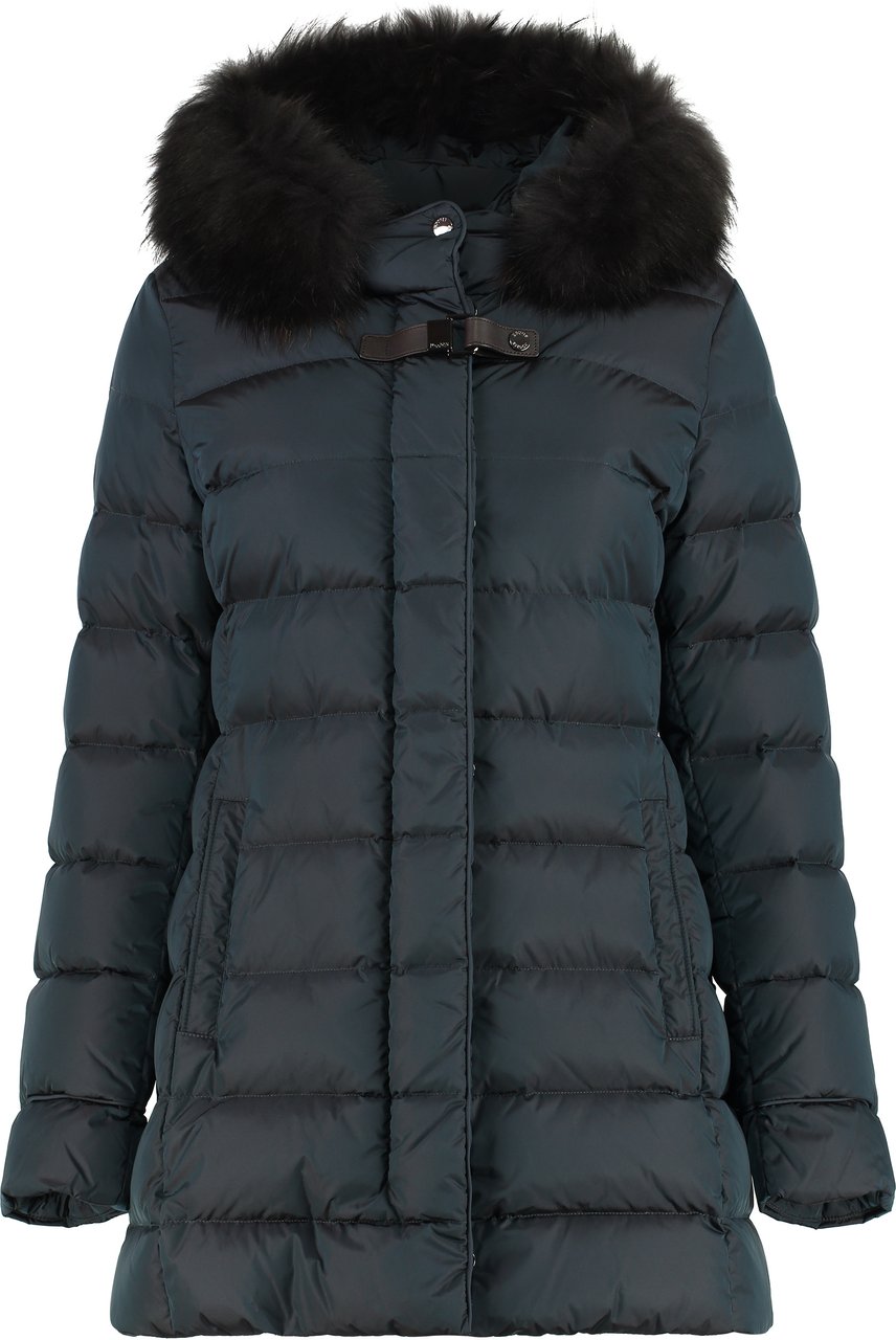 Moorer Belfort Hooded techno fabric down jacket Donkergroen