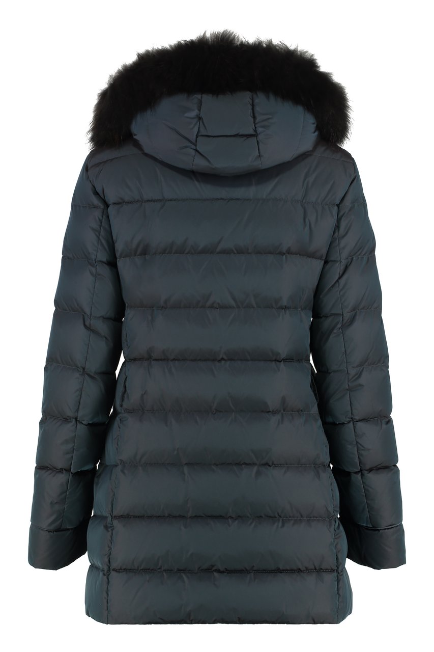 Moorer Belfort Hooded techno fabric down jacket Donkergroen