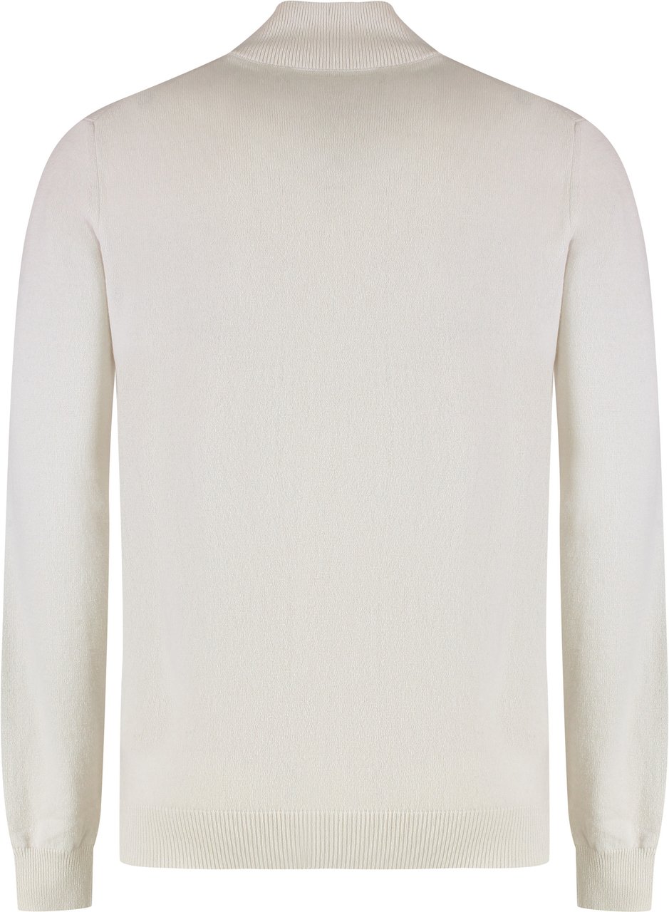 Moorer Sweater with zip in cashmere Neutraal