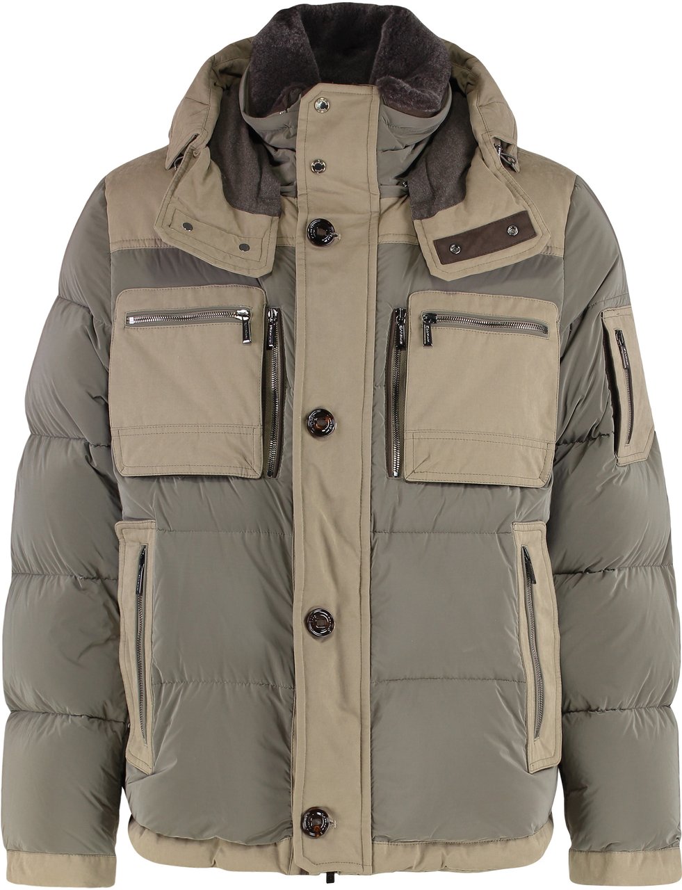 Moorer Biagio hooded down jacket Groen