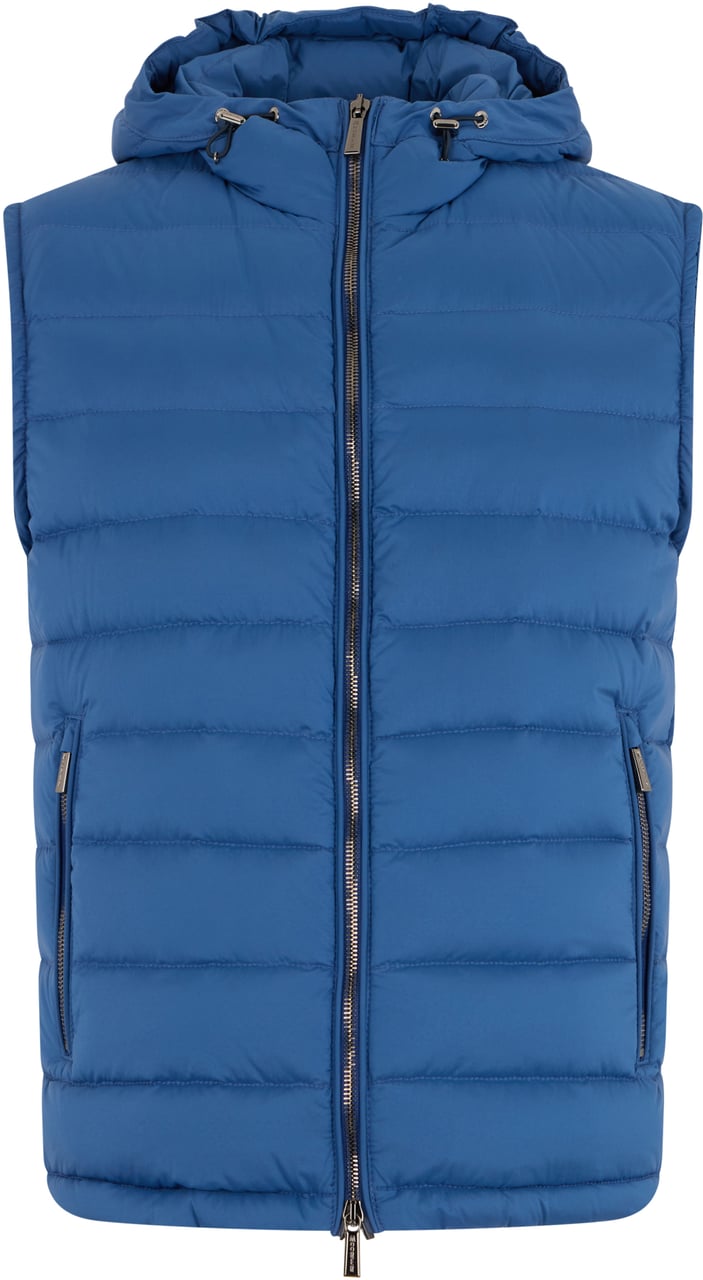Moorer Blue padded gilet with versatile hood Blauw