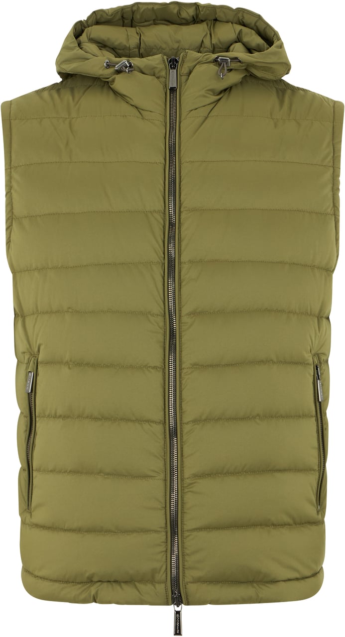 Moorer Khaki padded gilet with adjustable hood Groen