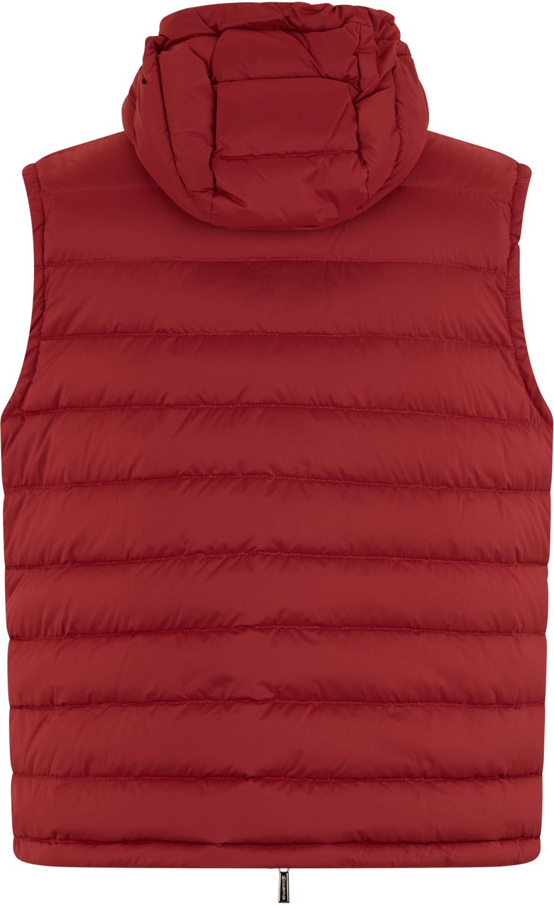 Moorer Red padded gilet with practical hood Rood