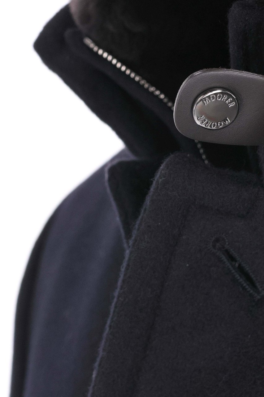 Moorer Bond-Fur-Le Wool-Cashmere Coat with Fur Collar Zwart